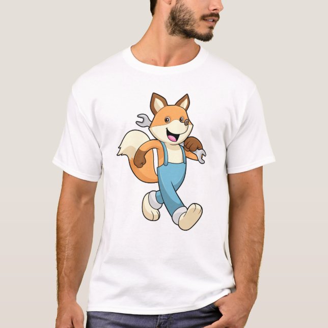 Fox als Mechanik mit Schraubenschlüssel T-Shirt (Vorderseite)