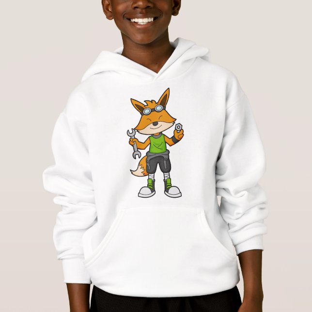 Fox als Mechanik mit Schraubenschlüssel und Nut Hoodie (Vorderseite)