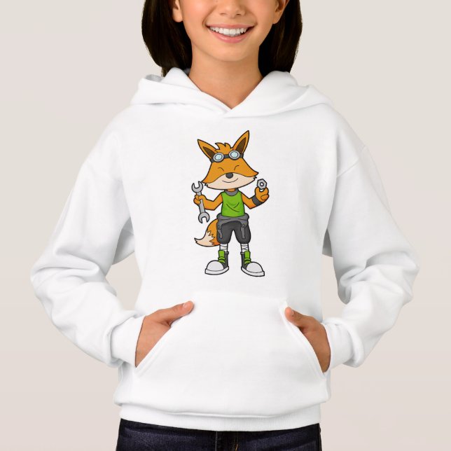 Fox als Mechanik mit Schraubenschlüssel und Nut Hoodie (Vorderseite)
