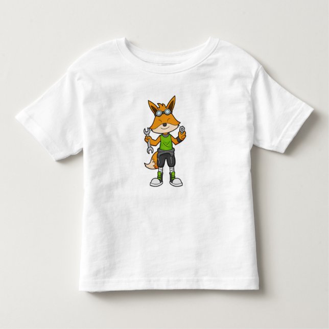 Fox als Mechanik mit Schraubenschlüssel und Nut Kleinkind T-shirt (Vorderseite)