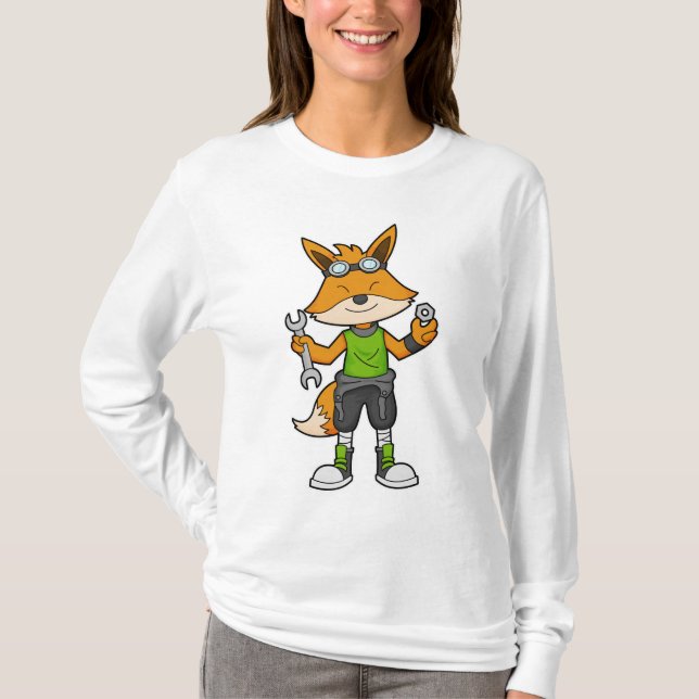 Fox als Mechanik mit Schraubenschlüssel und Nut T-Shirt (Vorderseite)