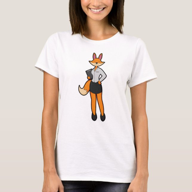 Fox als Secretary mit Notepad T-Shirt (Vorderseite)