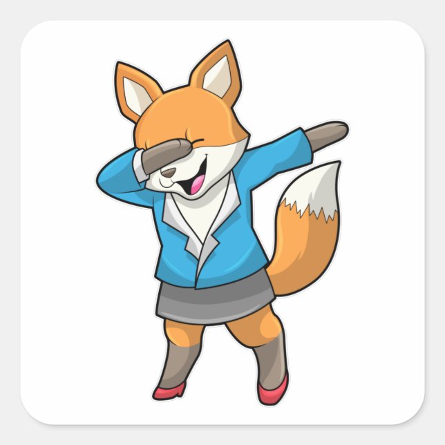 Fox als Sekretär beim Hip Hop Dance Quadratischer Aufkleber (Vorderseite)
