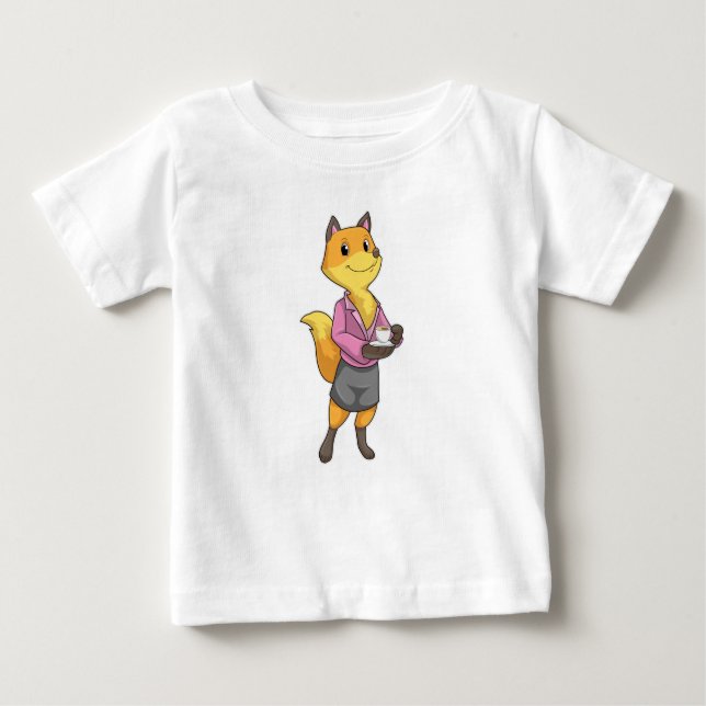 Fox als Sekretär für Kaffee Cup Baby T-shirt (Vorderseite)