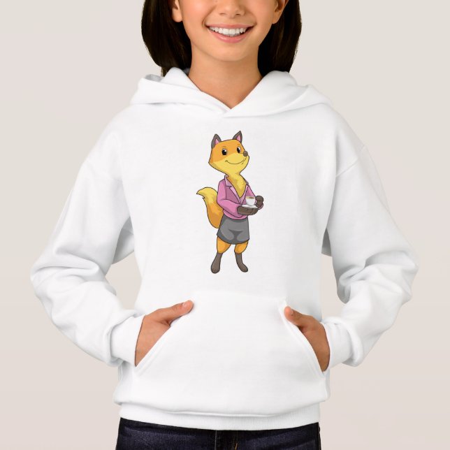 Fox als Sekretär für Kaffee Cup Hoodie (Vorderseite)