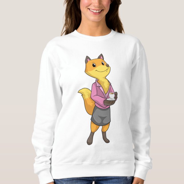Fox als Sekretär für Kaffee Cup Sweatshirt (Vorderseite)
