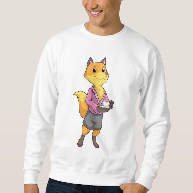 Fox als Sekretär für Kaffee Cup Sweatshirt (Vorderseite)
