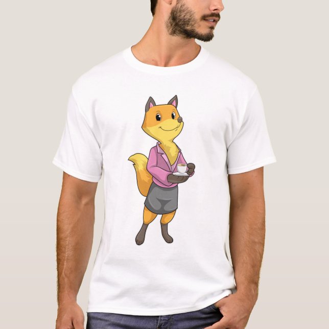 Fox als Sekretär für Kaffee Cup T-Shirt (Vorderseite)