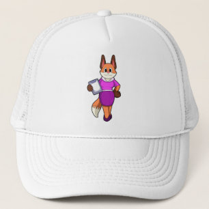 Fox als Sekretär mit Rock Truckerkappe