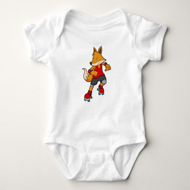 Fox als Skater mit Roller-Skaten Baby Strampler (Vorderseite)