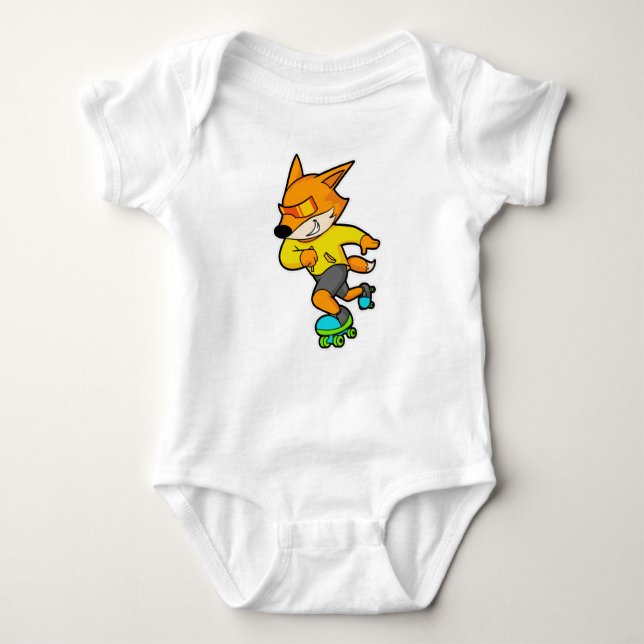 Fox als Skater mit Roller-Skaten Baby Strampler (Vorderseite)