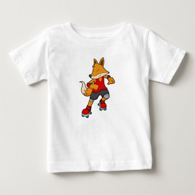 Fox als Skater mit Roller-Skaten Baby T-shirt (Vorderseite)