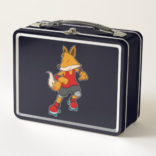 Fox als Skater mit Roller-Skaten Metall Brotdose