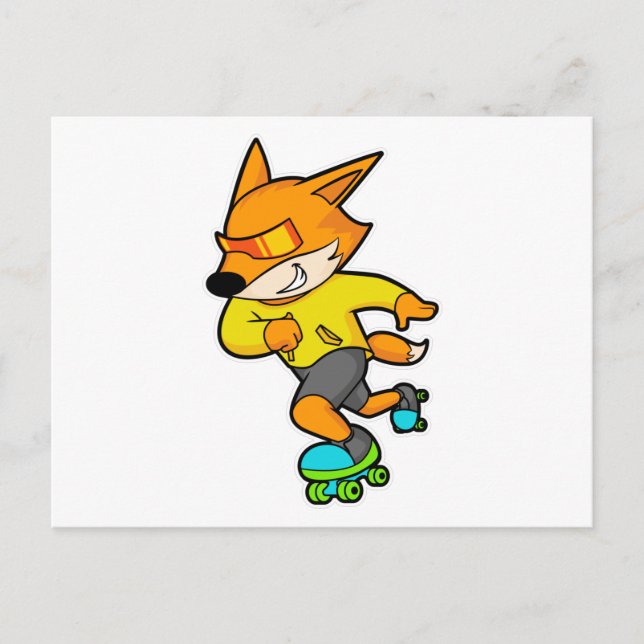 Fox als Skater mit Roller-Skaten Postkarte (Vorderseite)
