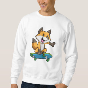 Fox als Skater mit Skateboard Sweatshirt