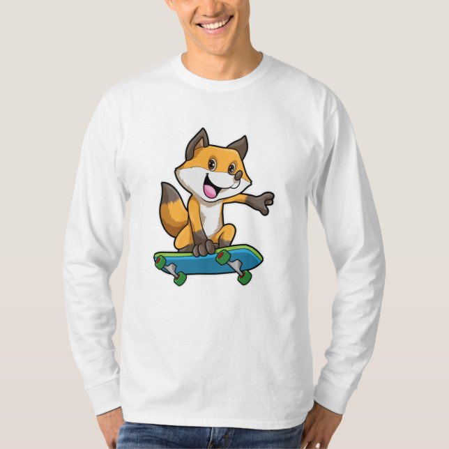 Fox als Skater mit Skateboard T-Shirt (Vorderseite)