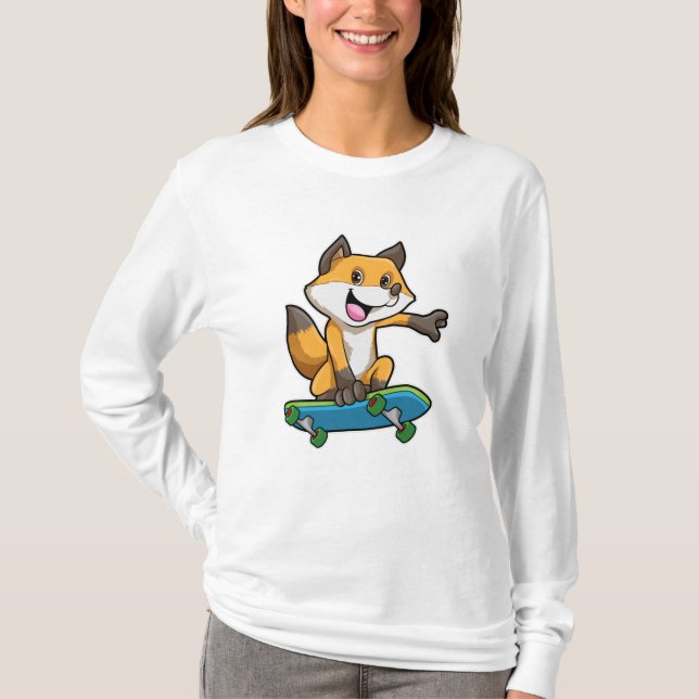 Fox als Skater mit Skateboard T-Shirt (Vorderseite)