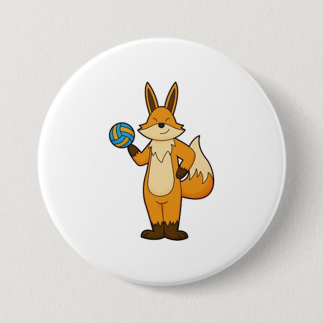 Fox als Volleyball-Spieler mit Volleyball Button (Vorderseite)