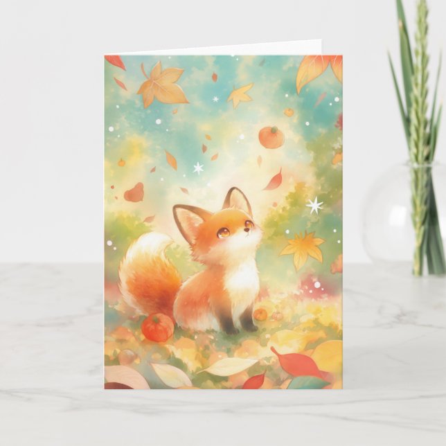 Fox Amid Autumn Charm Karte (Vorderseite)