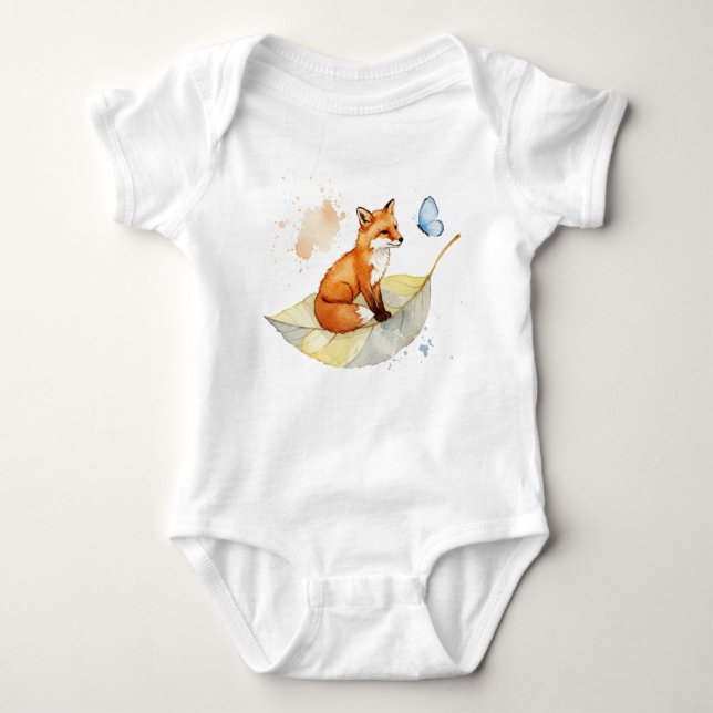  Fox and a butterfly  Baby Strampler (Vorderseite)