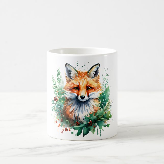 Fox and Holly with Red Berries Kaffeetasse (Mittel)