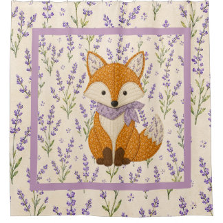 Fox and Lavender Duschvorhang
