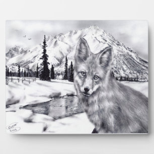 Fox and Mountains Plaque Fotoplatte