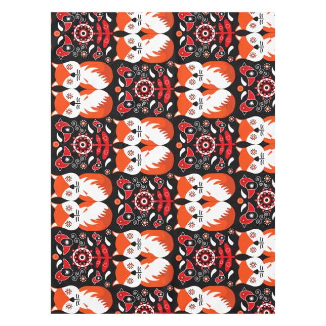 Fox and Nature Nordic Folk Art Tischdecke (Vorderseite)