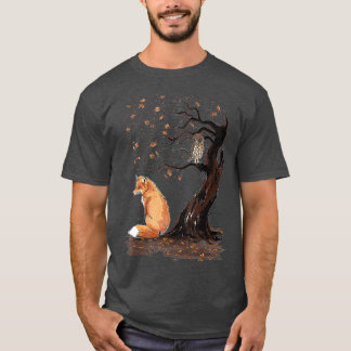 Fox and Owl on Treanimal Lover Niedlichen Herbst l T-Shirt