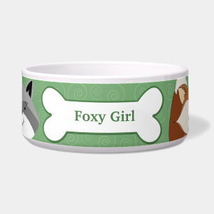 Fox and Raccoon Custom Pet Dog Food Bowl - Green Napf