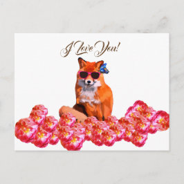 Fox and Rose Gefasste Kunst Postkarte