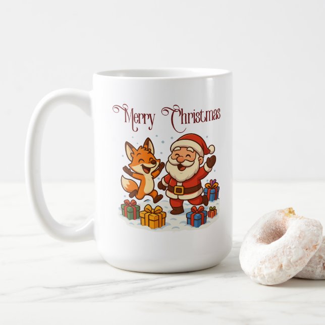 Fox and Santa Christmas Mug Kaffeetasse (Mit Donut)