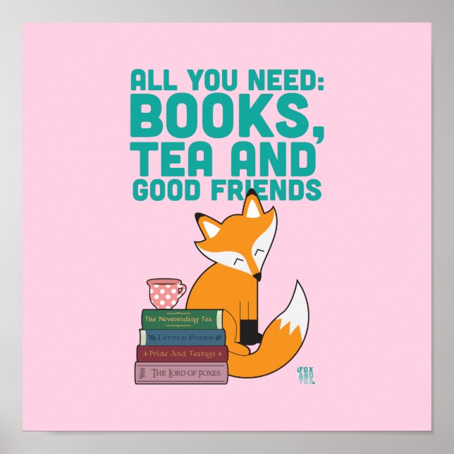 Fox and Tea Books & Friends Poster (Vorne)