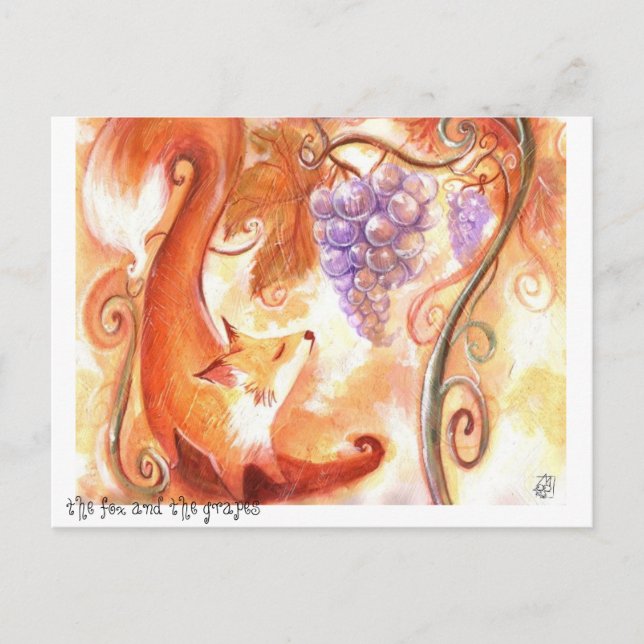 Fox and Trauben Postkarte (Vorderseite)