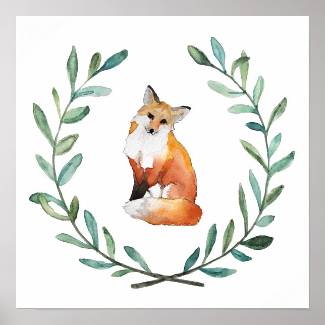Fox and Wreath Woodland Poster (Vorne)