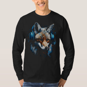 Fox Animal Art Music Artwork Headphones Fox T-Shirt