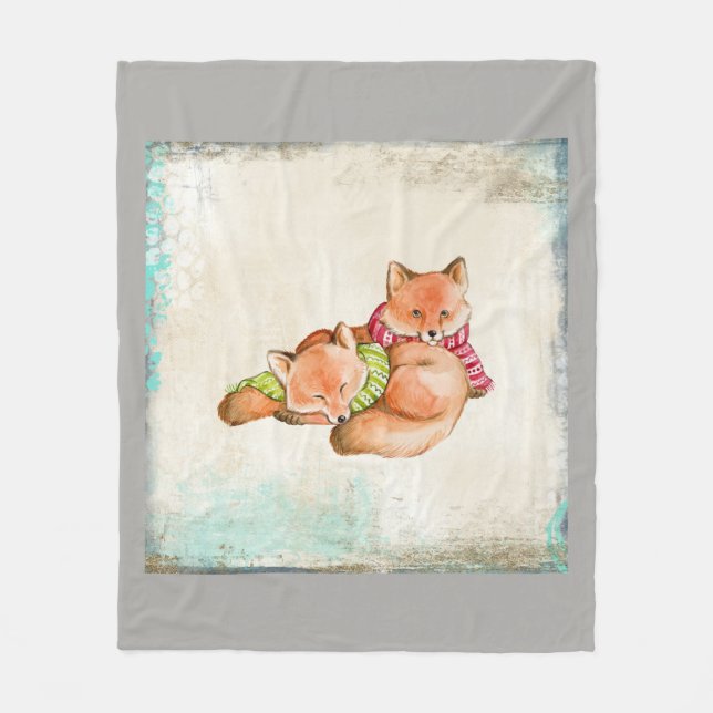 Fox Animal Couple Personalize Destiny Destiny's Fleecedecke (Vorderseite)