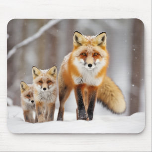 Fox Animal Family Wandering Natout Mousepad