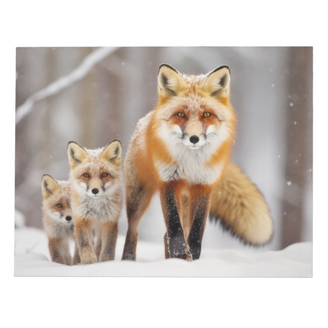 Fox Animal Family Wandering Natout Notizblock (Vorderseite)