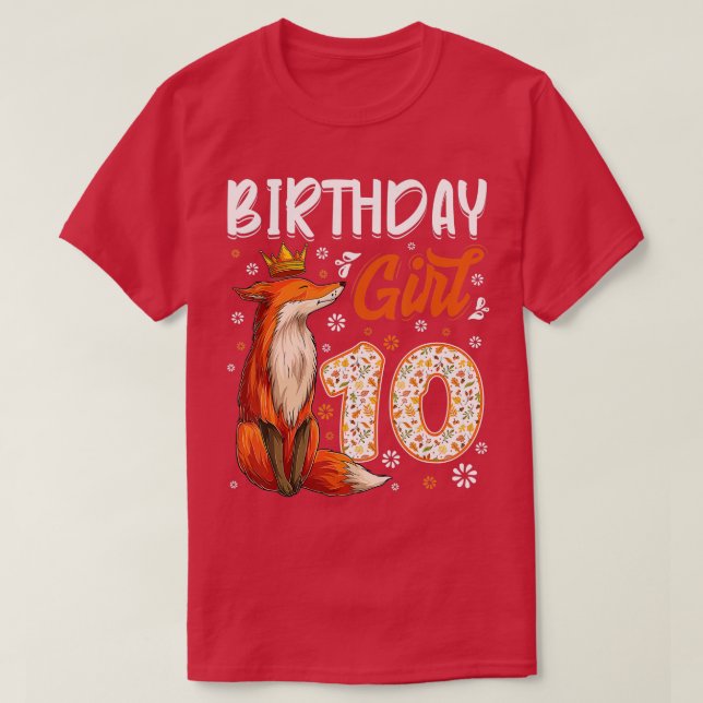 Fox Animal Lovers 10th Birthday Girl Fox Bday 10 y T-Shirt (Design vorne)