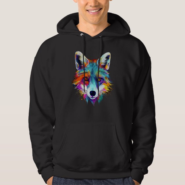 Fox - Animal Motif Art Colourful Animal Fox Hoodie (Vorderseite)
