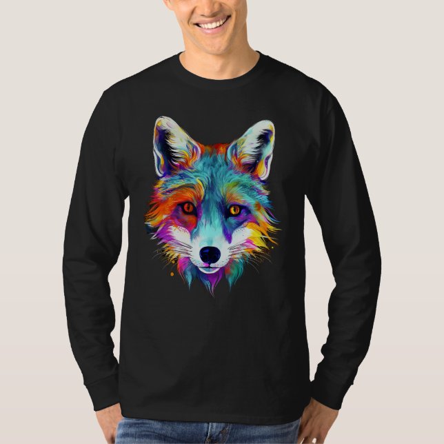 Fox - Animal Motif Art Colourful Animal Fox T-Shirt (Vorderseite)