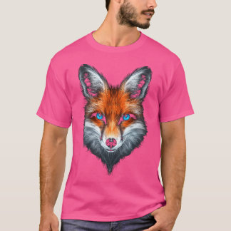 Fox Animal Motif Blue Eyes Illustration Fox T-Shirt