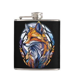 Fox Animal Portrait Gestaltetes Glas Wildnis Außen Flachmann
