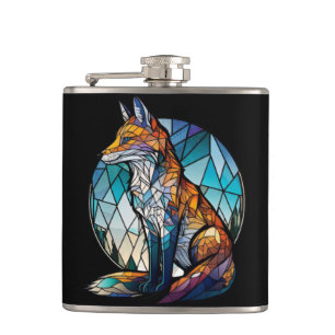 Fox Animal Portrait Gestaltetes Glas Wildnis Außen Flachmann