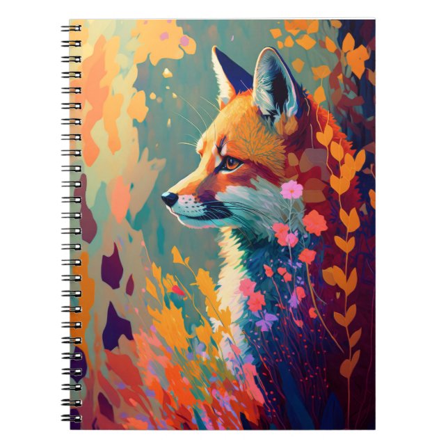 Fox Animal Portrait Malerei Art Notizblock (Vorderseite)