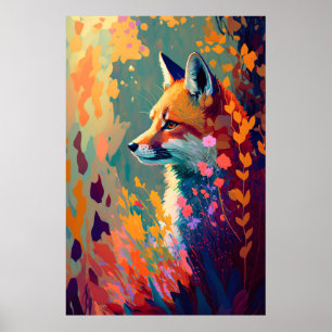 Fox Animal Portrait Malerei Art Poster