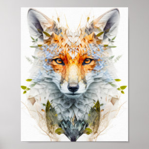 Fox Animal Portrait Nature Wildlife Malerei Poster