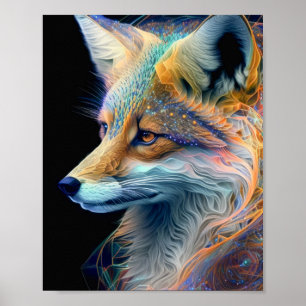 Fox Animal Portrait Nature Wildlife Malerei Poster