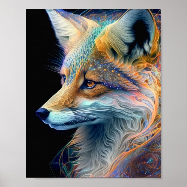 Fox Animal Portrait Nature Wildlife Malerei Poster (Vorne)